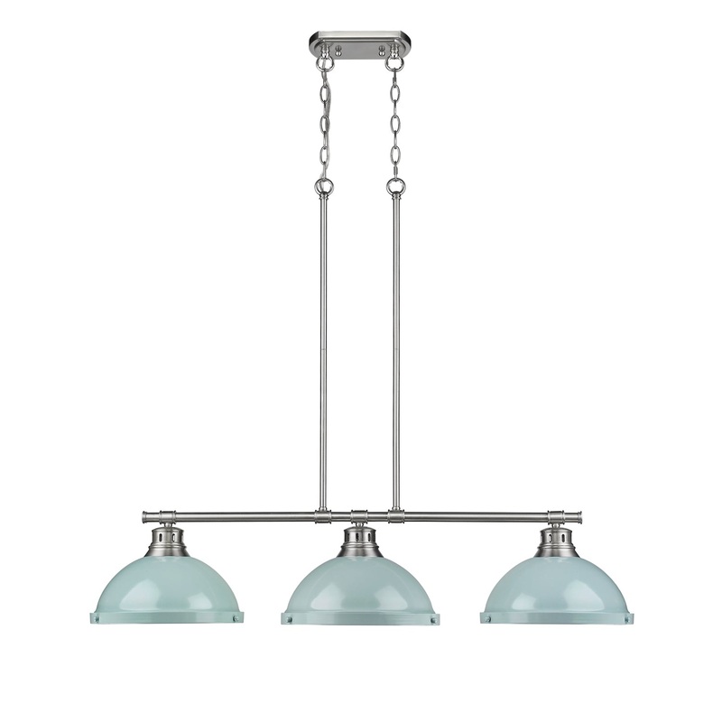 Three Light Linear Pendant from the Duncan Collection in Pewter Finish by Golden