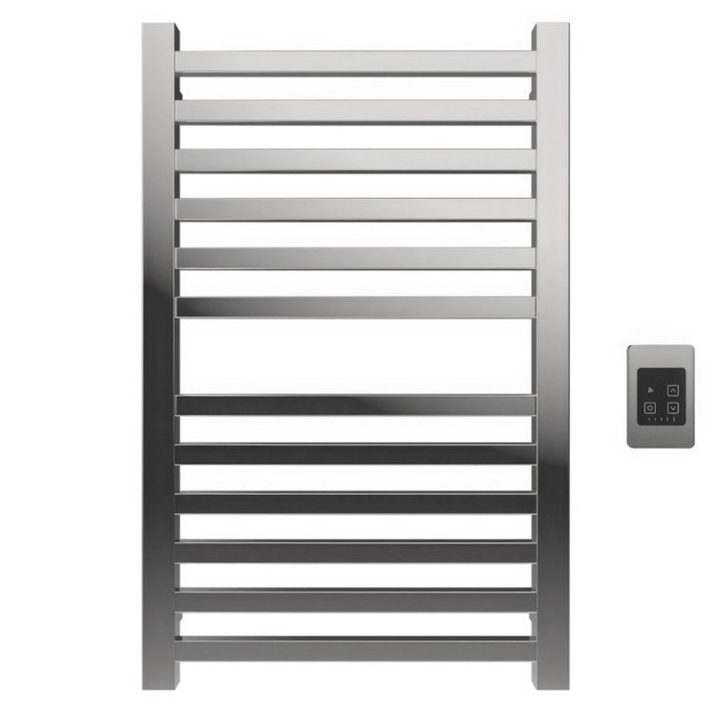 Towel Warmer Quadro 12 Square Bar Hardwire 580 BTU 21 x 32 Inch Polished Stainless 304 Stainless Steel