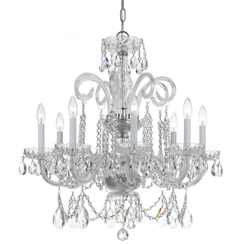 Crystorama 5008-CH-CL-SAQ Traditional Crystal Eight Light Chandelier Polished Chrome