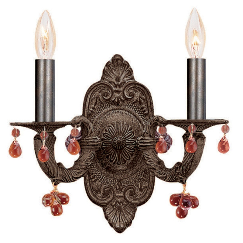 Crystorama 5200-VB-AMBER Paris Market Two Light Wall Sconce Venetian Bronze