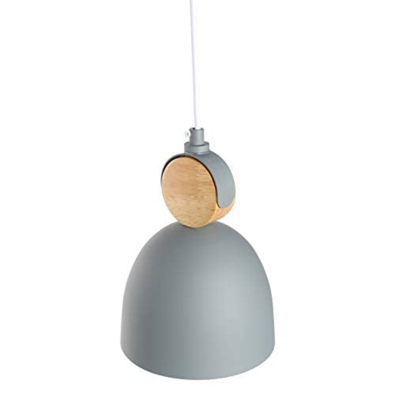 E27 Metallo Legno Lampadario Lampada a Sospensione Moderno Plafoniera in Metallo Scandinavo Stile Lampada a Sospensione (Grigio)