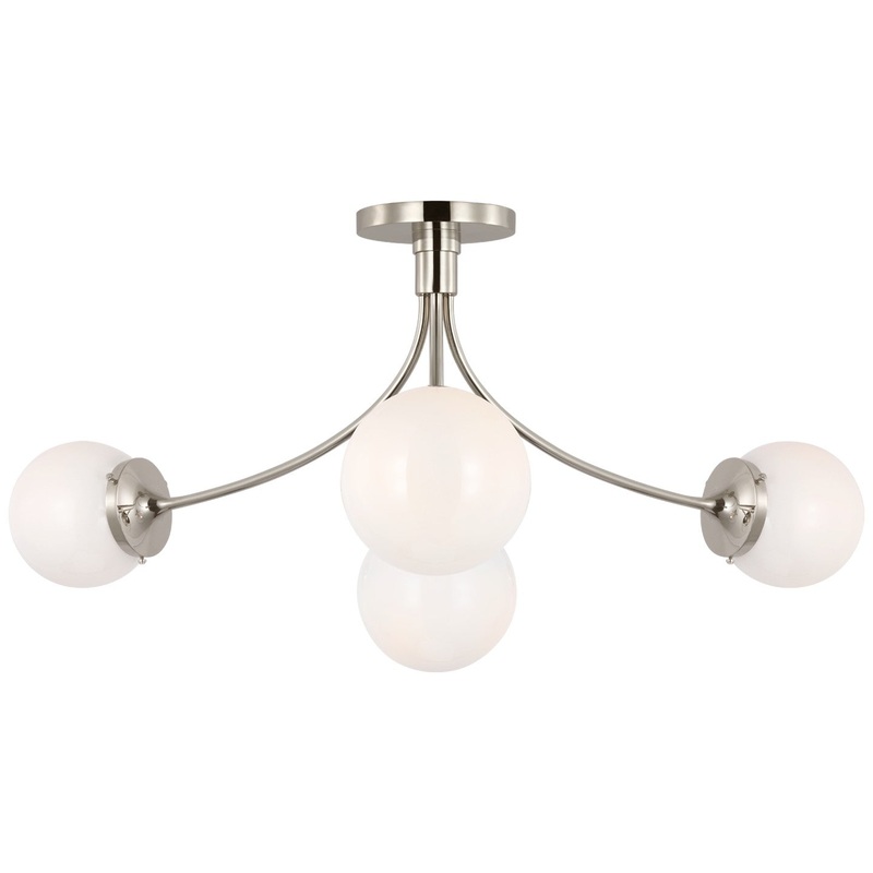LED Semi-Flush Mount from the Prescott Collection in Polished Nickel Finish by Visual Comfort Signature