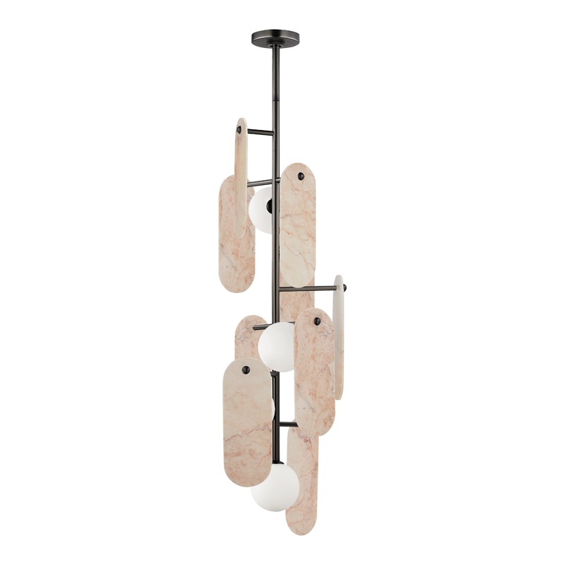 Megalith 5-Light Vertical LED Pendant Gunmetal Rose Jade