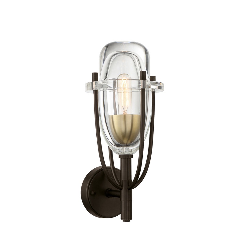 One Light Wall Sconce from the Kaner Collection in Bronze Finish by Stone Lighting
