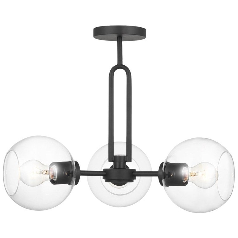 Pendant Codyn Semi-Flushmount Convertible 3 Lamp Midnight Black Clear