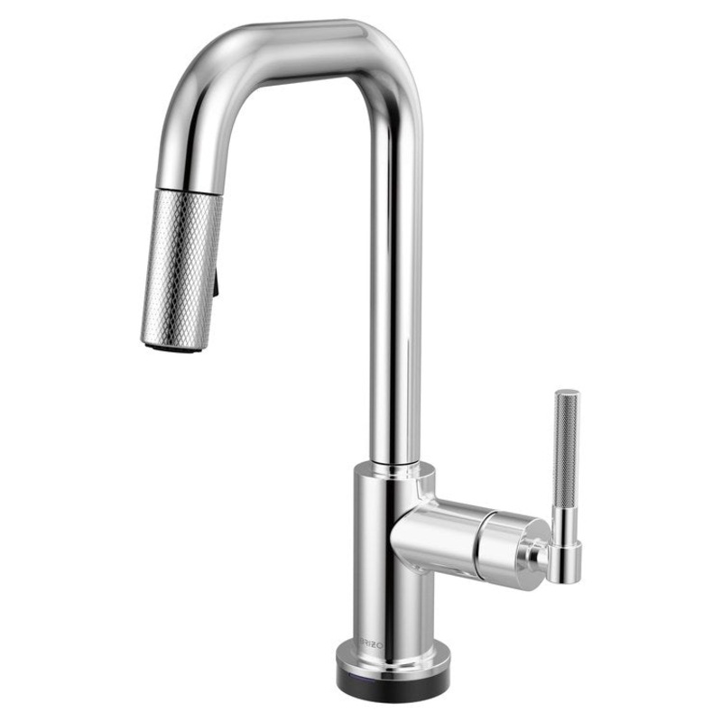 Prep Faucet Litze Smarttouch 1 Knurled Handle ADA Polished Chrome Pull Down Dual Function Square 360 DEG Swivel 1.8 Gallons per Minute