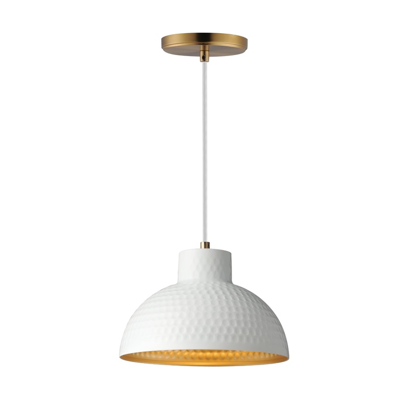 Rockport 10″ 1-Light Pendant White/Natural Aged Brass