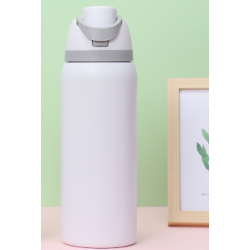 White 32oz 304 Stainless Steel Insulated Water Bottle – Dual-Drink Pop-Up Lid