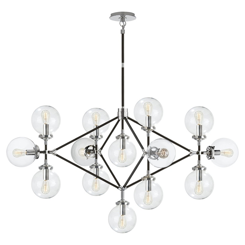 14 Light Chandelier from the Bistro Collection in Polished Nickel and Black Finish by Visual Comfort Signature