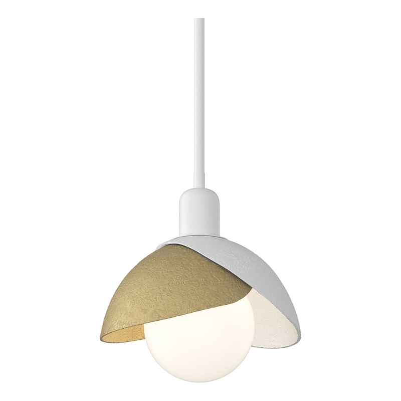 Brooklyn Double Shade Mini Pendant White Modern Brass