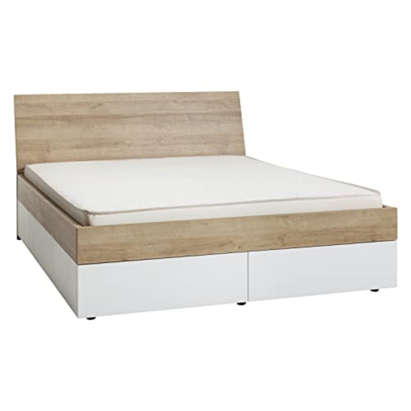 Composad | Letto della Linea PASSACOR con 4 Cassetti Contenitori, Letto King Size Contenitore, Dimensioni (LxAxP) 187,40×98,90×221,40 cm, Colore Rovere e Bianco, Camera da Letto, Made in Italy