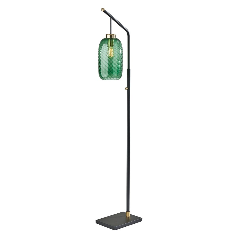 Derrick Floor Lamp Black with Antique Brass Accents