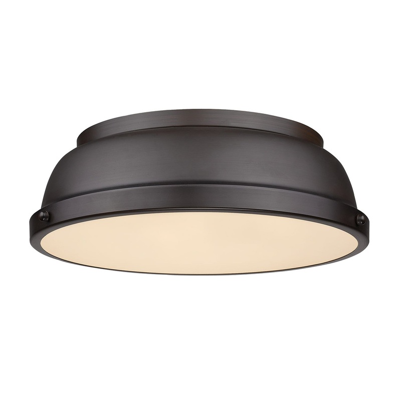 Duncan 14″ Flush Mount in Rubbed Bronze with a Rubbed Bronze Shade
