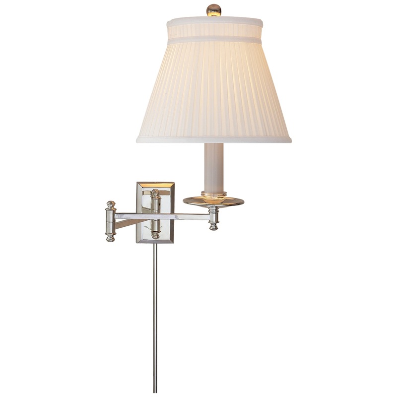 One Light Swing Arm Wall Lamp from the Dorchester Swing Arm Collection in Polished Nickel Finish by Visual Comfort Signature