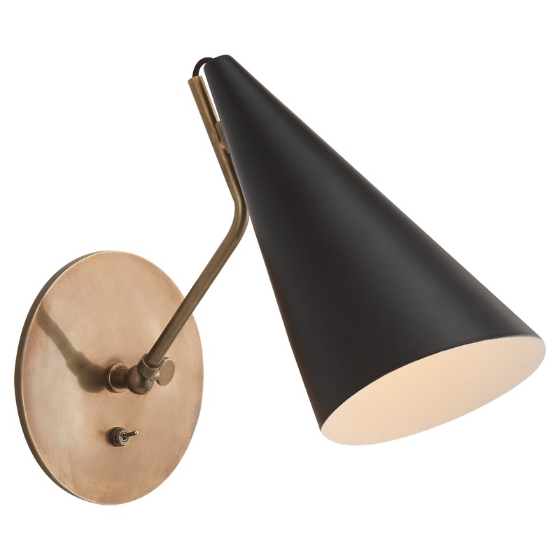 One Light Wall Sconce from the Clemente Collection in Black And Brass Finish by Visual Comfort Signature