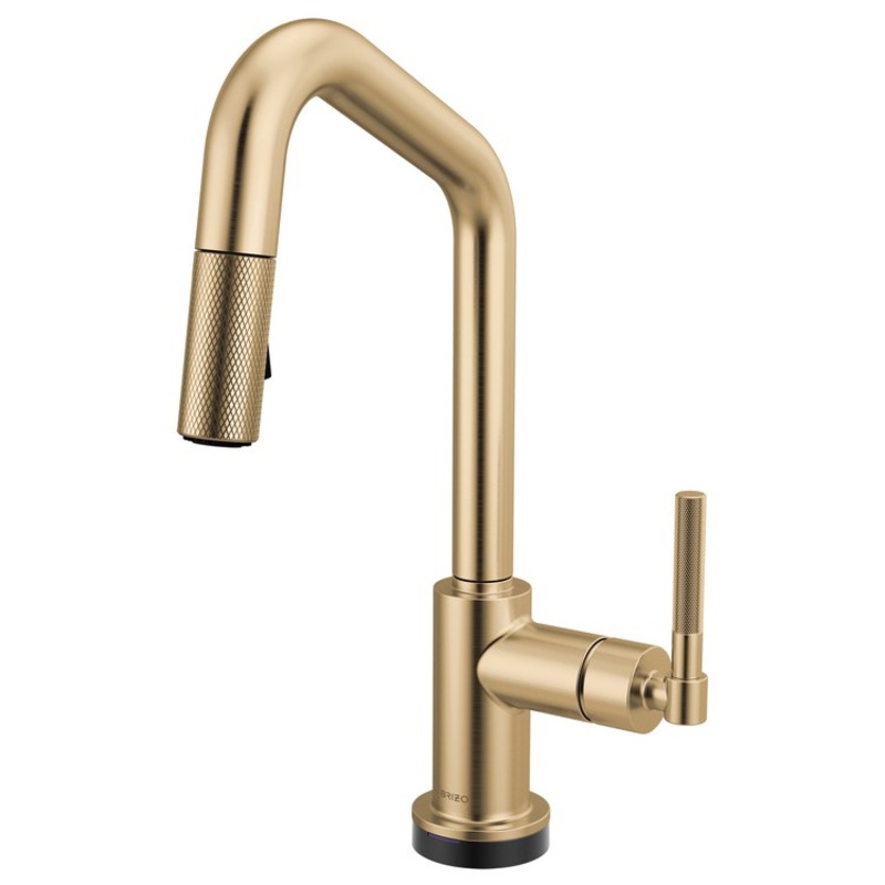 Prep Faucet Litze Smarttouch 1 Knurled Handle ADA Brilliance Luxe Gold Pull Down Dual Function Angle 360 DEG Swivel 1.8 Gallons per Minute