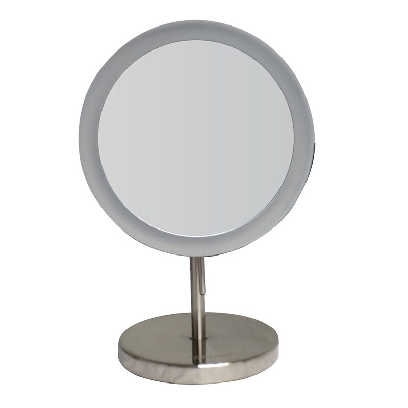 Round Freestanding Led 5X Magnified Mirror