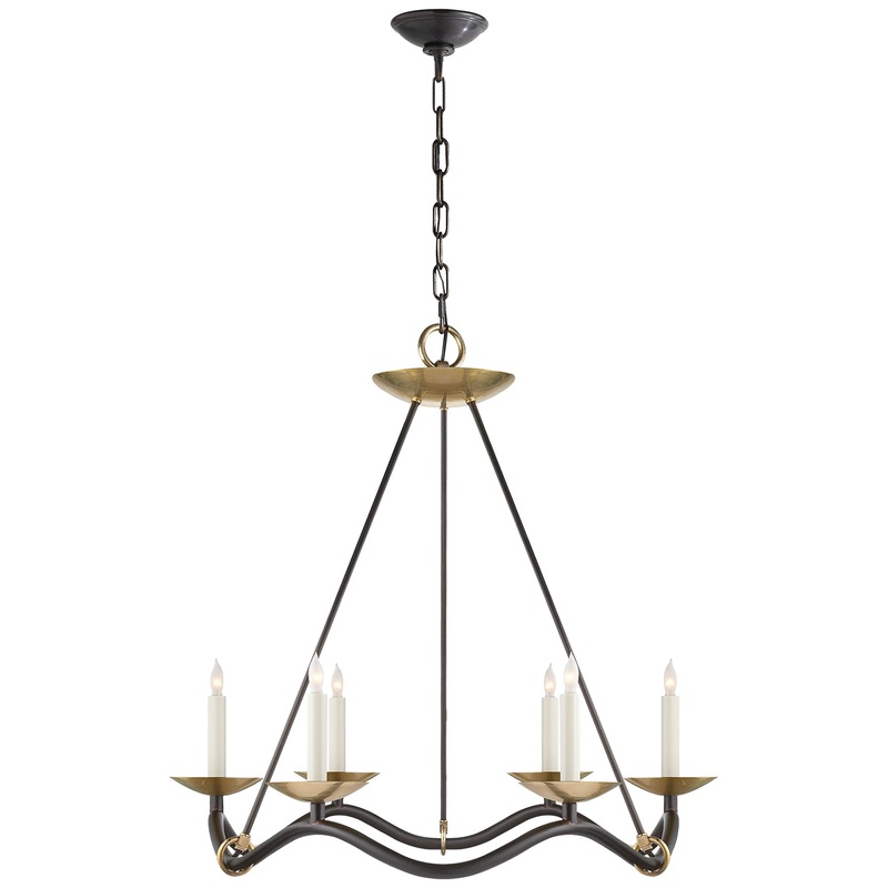 Six Light Chandelier from the Choros Collection in Aged Iron Finish by Visual Comfort Signature