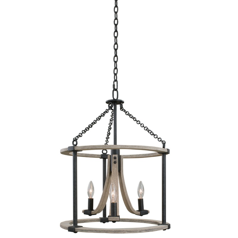 Three Light Pendant from the Middleton Collection in Natural Iron Finish by Kalco