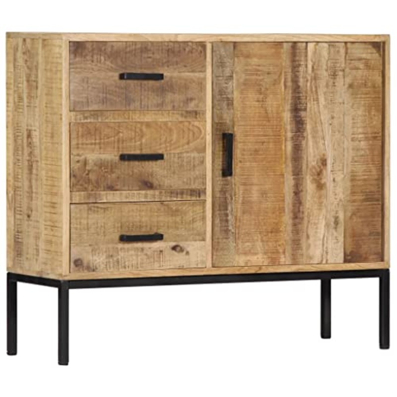 vidaXL Legno Massello di Mango Credenza Rialzata con 3 Cassetti 1 Armadietto Stile Rustico Raffinata Resistente Buffet Madia Mobile Cucina 88x30x71 cm