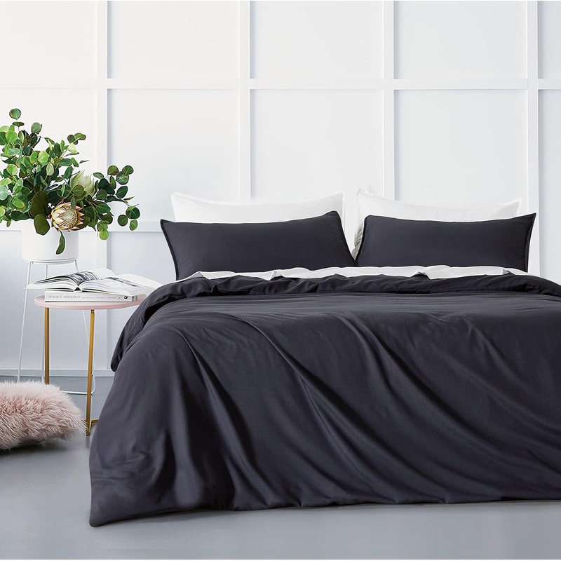 Bamboo Microfibre Quilt Cover Set – Charcoal – Super King