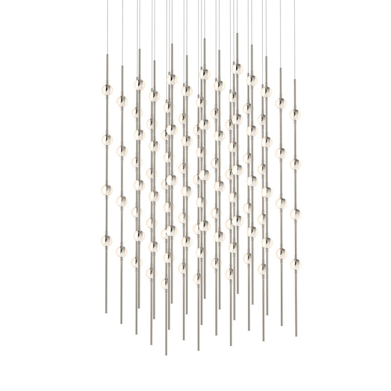 Constellation Cosmic Cube 20″ LED Pendant Satin Nickel with White Optical Acrylic 3000K 10′ Adjustable Cord