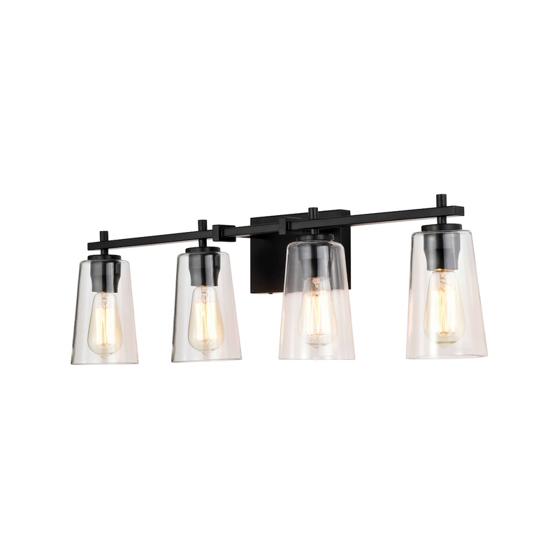 Erie 4-Light Vanity Black with Clear Glass