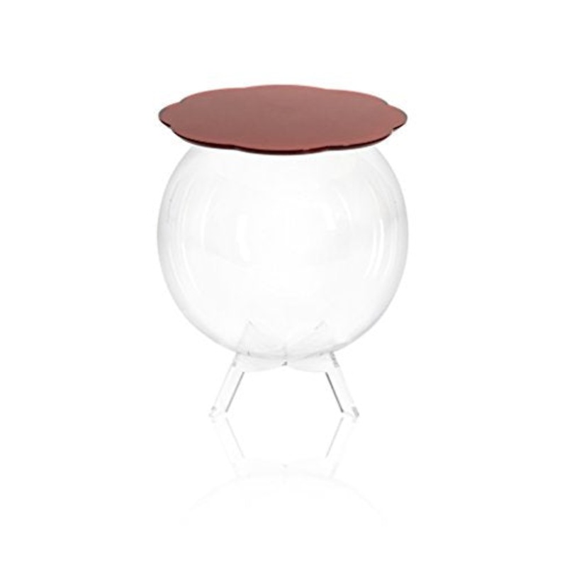 Iplex Design Bollino Tavolino/Comodino Contenitore, Plexiglass/PMMA, Rosso/Trasparente