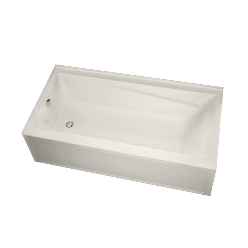 MAAX 106225-L-003-007 Exhibit 7232 IFS Acrylic Alcove Left-Hand Drain Whirlpool Bathtub in Biscuit