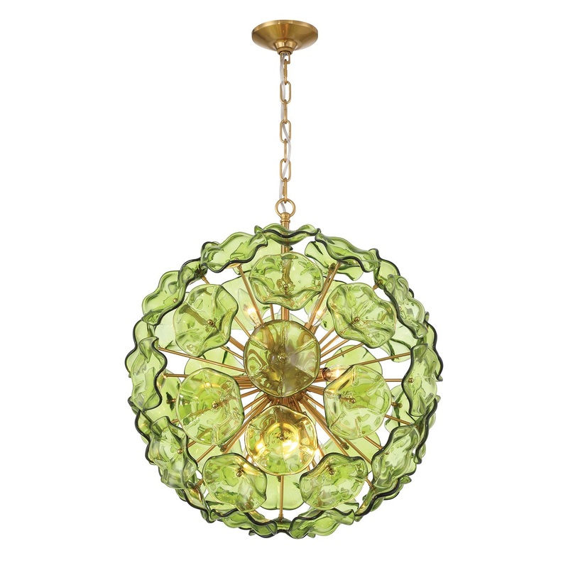 Nine Light Pendant from the Esme Collection in Aged Brass Finish by Crystorama