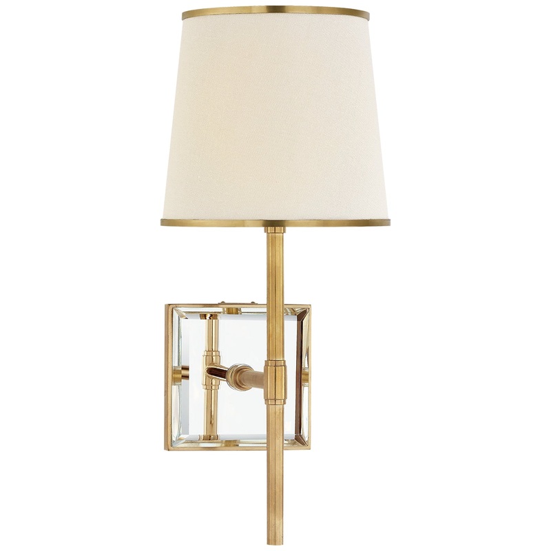 One Light Wall Sconce from the Bradford Collection in Soft Brass And Mirror Finish by Visual Comfort Signature