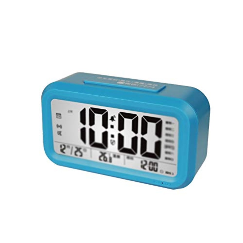 Sveglia digitale da comodino, grande display digitale, luminosa, per camera da letto, comodino, ufficio e viaggio blu