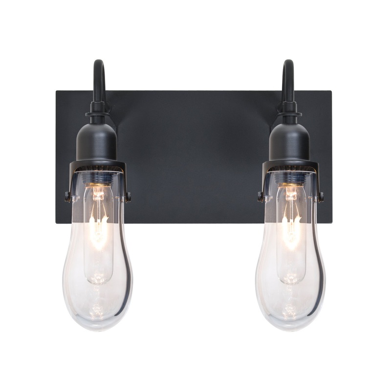 Two Light Wall Sconce from the Wish Collection in Black Finish by Besa