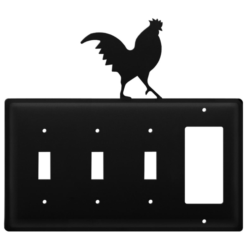 Village Wrought Iron ESSSG-1 Quad Rooster Triple Switch & Single GFI
