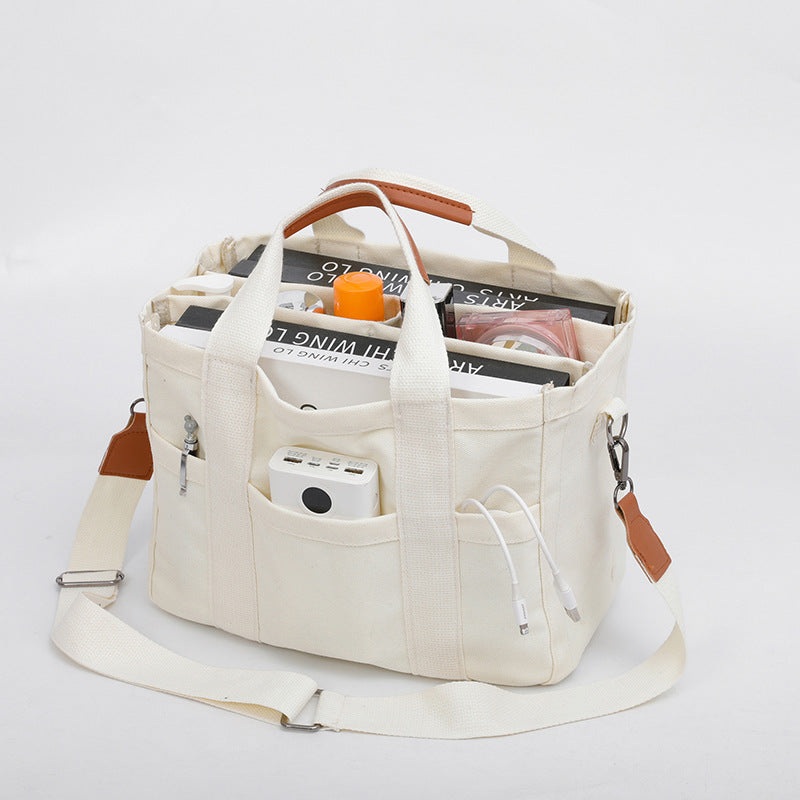 White Stylish Multi-Functional Mommy Diaper Bag – Durable Canvas Tote