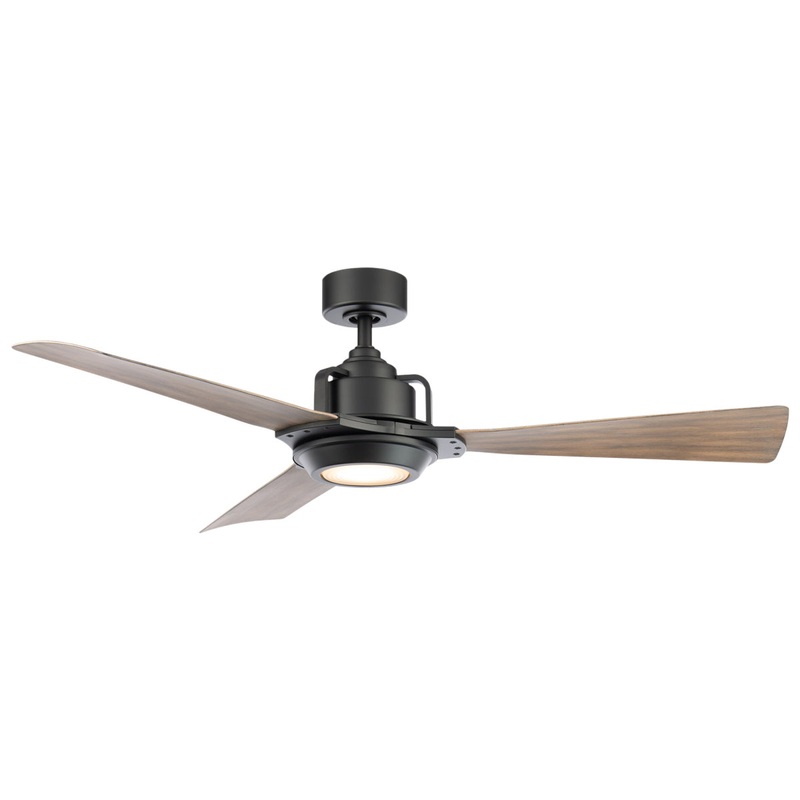 56″ 3-blade Osprey Ceiling Fan by Modern Forms Fans (Wet Rated) Matte Black/Barn Wood 2700K