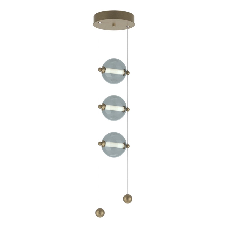 Abacus 3-Light LED Pendant Soft Gold Cool Grey Glass (YL)