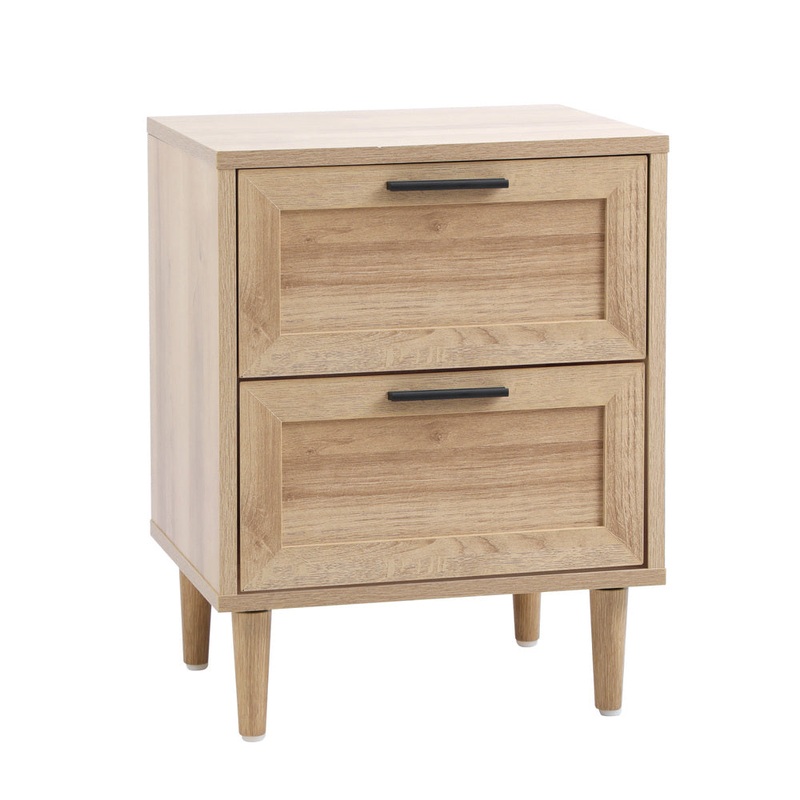 Bedside Table Nightstand 2 Drwers Natural