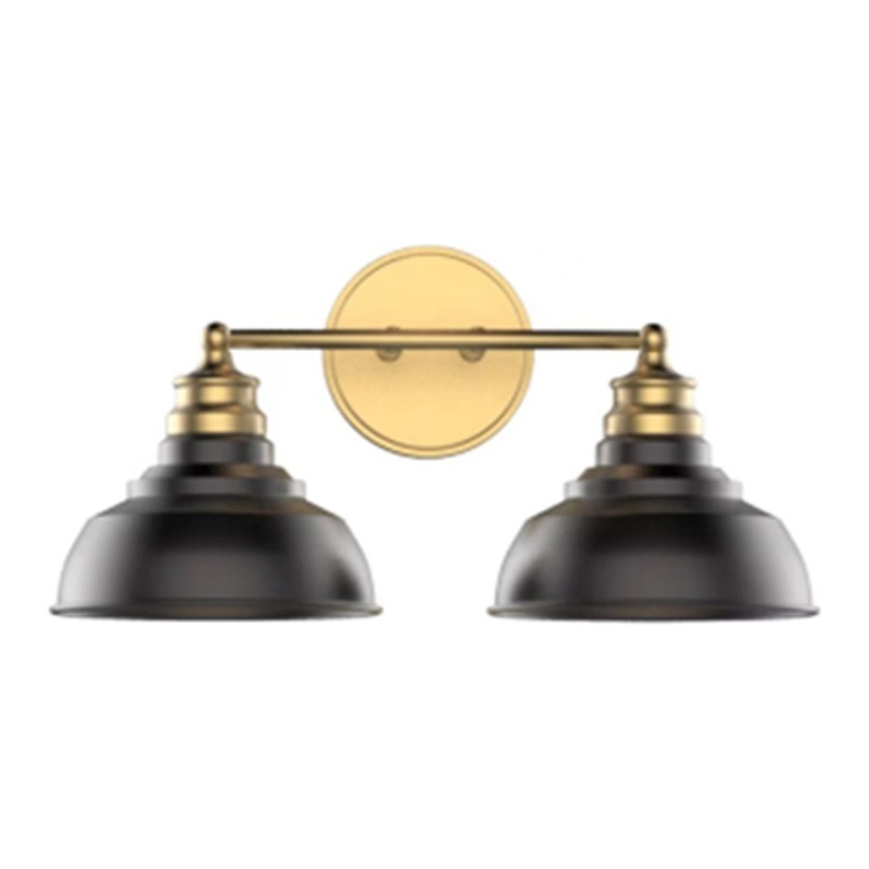 Bishop 2-Light Vanity Matte Black and Brass