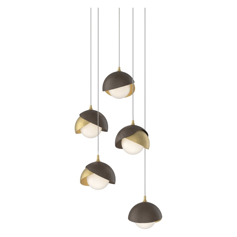 Brooklyn 5-Light Double Shade Pendant Modern Brass Bronze