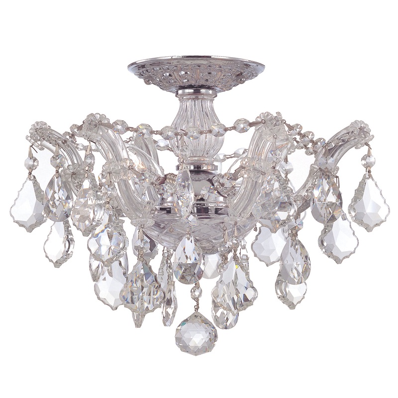 Crystorama 4430-CH-CL-SAQ Maria Theresa Three Light Semi Flush Mount Polished Chrome