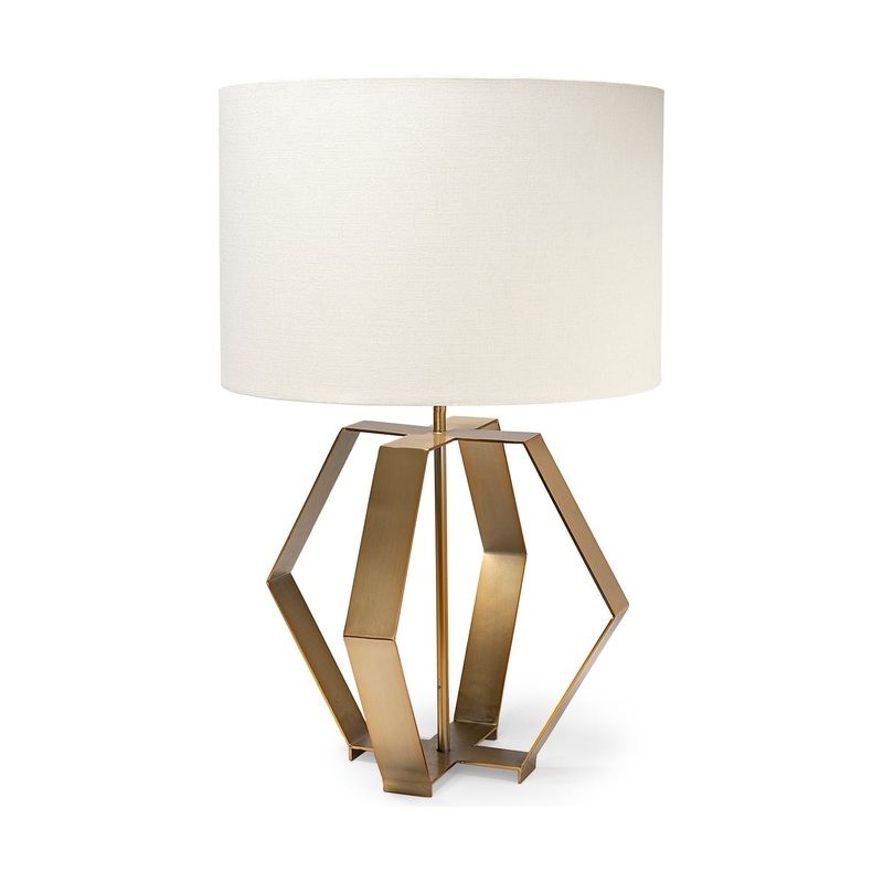 Edwards Table Lamp Gold Metal | Cream Shade