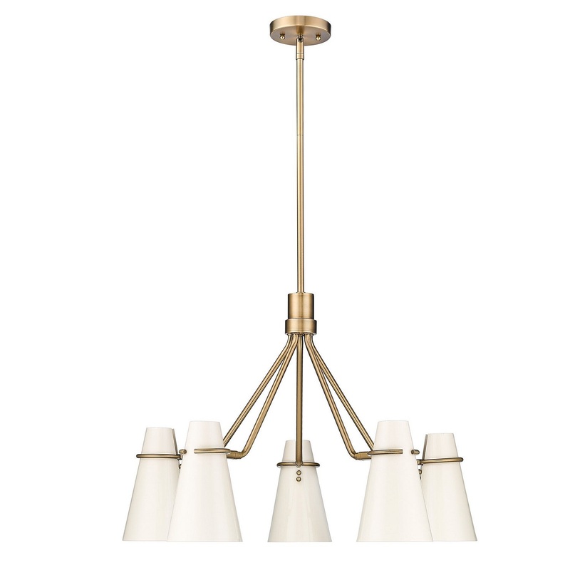 Five Light Chandelier from the Reeva Collection in Modern Brass Finish by Golden