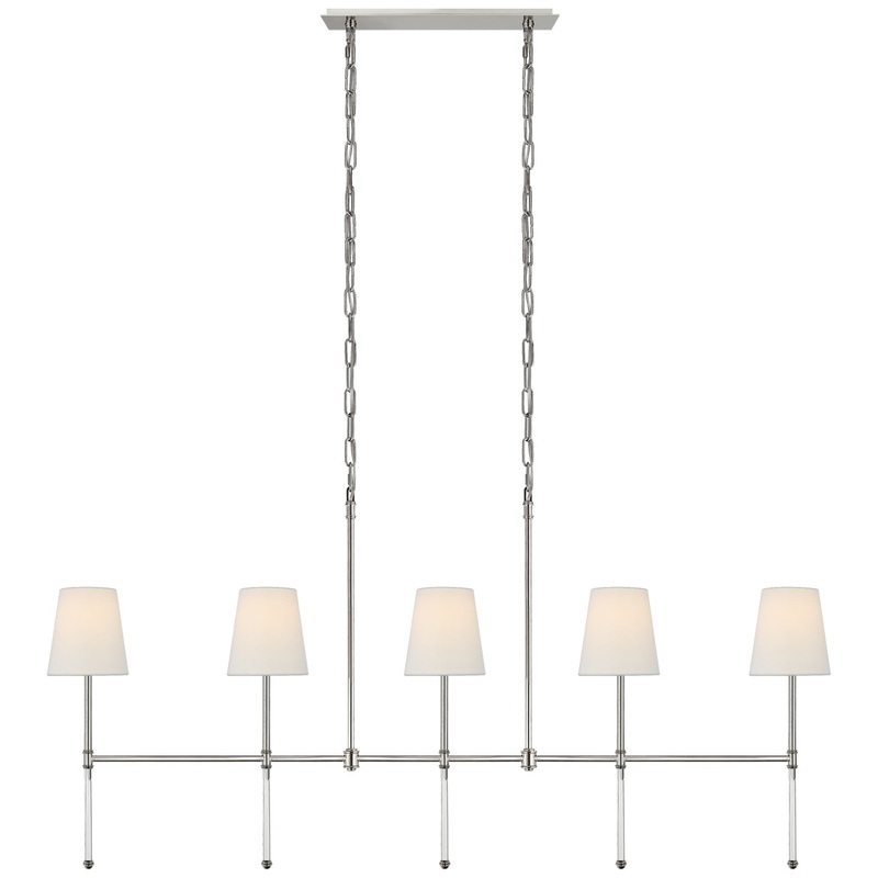 Five Light Linear Chandelier from the Camille Collection in Polished Nickel Finish by Visual Comfort Signature