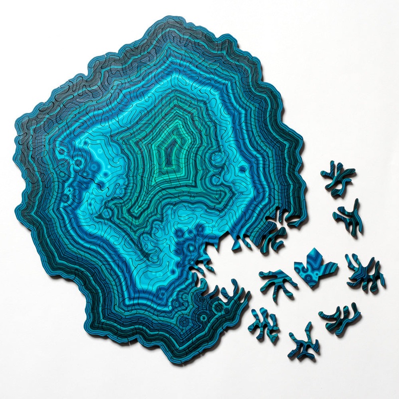 Green Algorithmic Agate Jigsaw Puzzle – 164 Unique Wooden Pieces