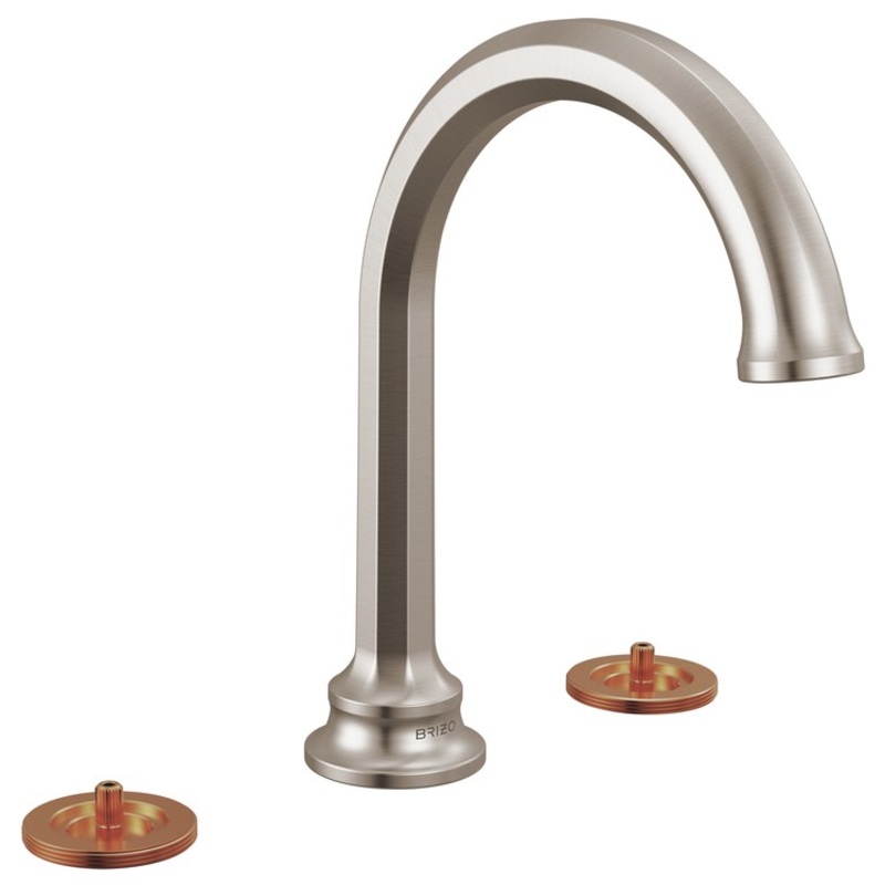 Lavatory Faucet Beauclere Deck Mount Widespread 6-16 Inch Spread Less Handle WaterSense Brilliance Luxe Nickel 1.2 Gallons per Minute Less Drain 3 Hole