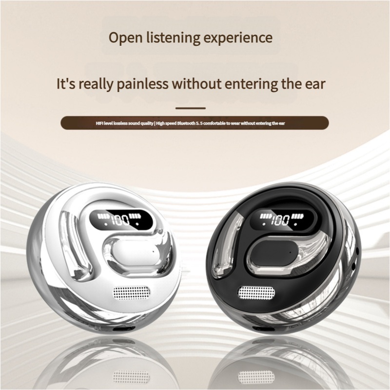 Open-Ear Conduction TWS Earbuds – Bluetooth 5.5, HIFI Sound, LED Display(white)