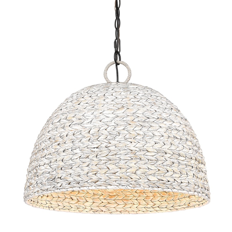 Rue 5 Light Pendant in Matte Black with Painted Sweet Grass Shade
