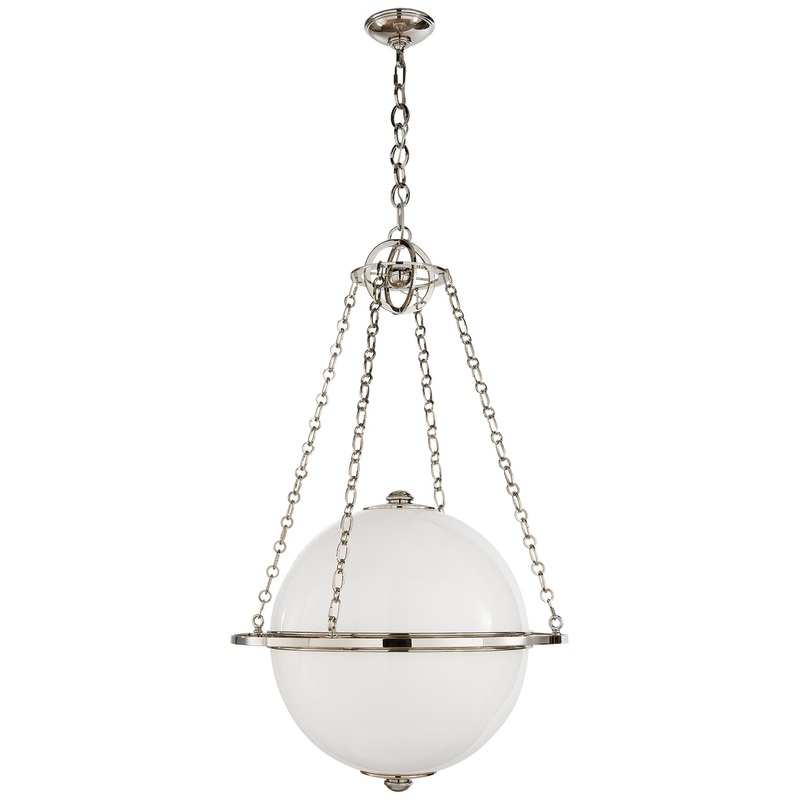 Two Light Lantern from the Modern Globe Collection in Polished Nickel Finish by Visual Comfort Signature