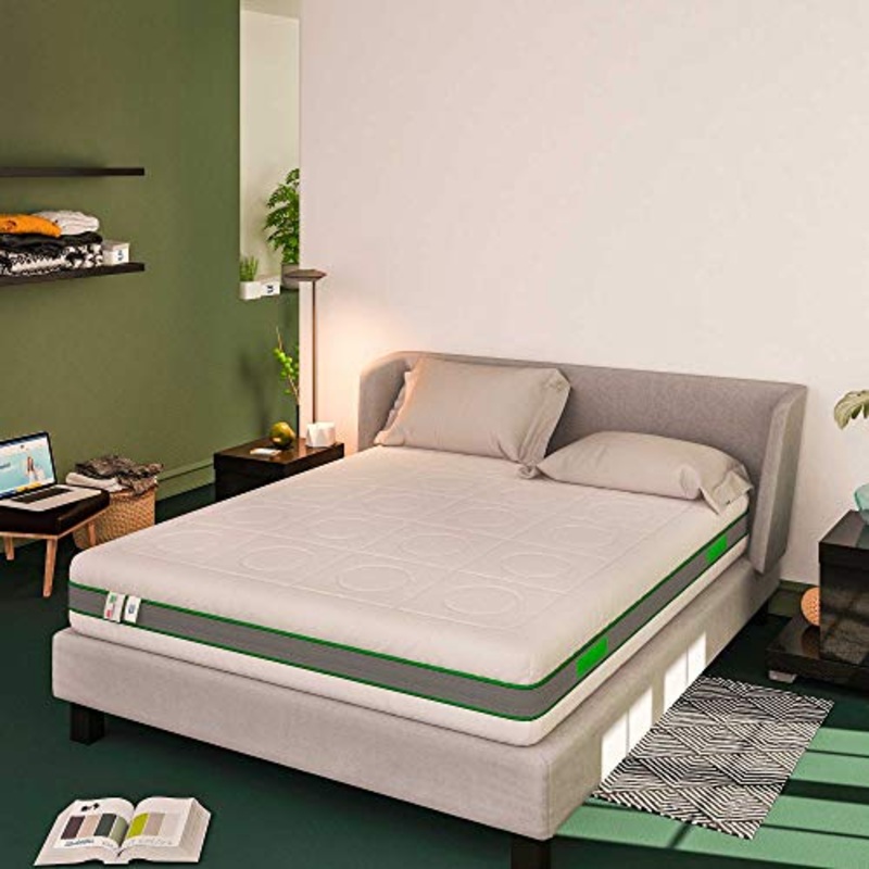 Baldiflex Emporio Materasso Singolo Molle Insacchettate e Memory, Green Spring Plus 800 Molle + 5 cm Memory, 7 Zone Differenziate, 100 Notti di Prova 80×190 cm